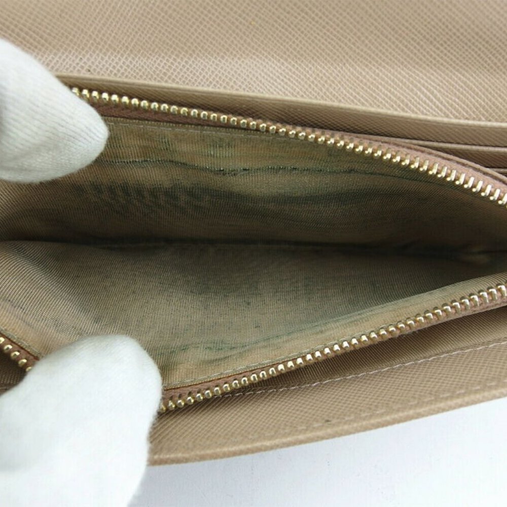 PRADA Purse Ribbon Motif Beige Leather Auth USED G152 - Picture 7 of 8